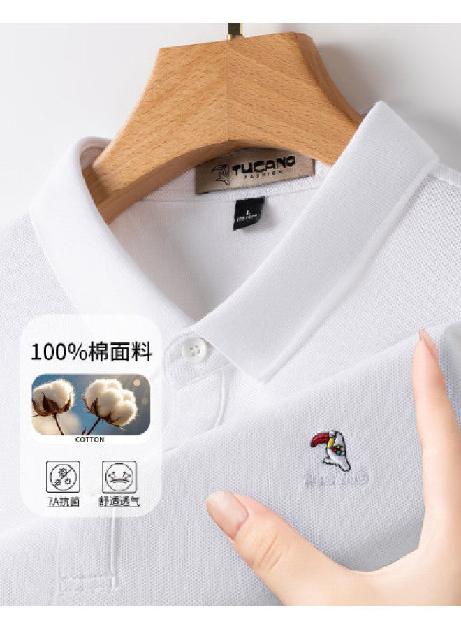 Tucano 100% Cotton Turn-down Collar Business Casual Breathable Short-sleeve Polo Shirt Men's T-shirt - Image 1