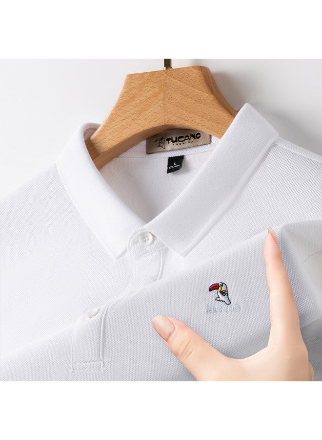 Tucano 100% Cotton Turn-down Collar Business Casual Breathable Short-sleeve Polo Shirt Men's T-shirt - Image 3