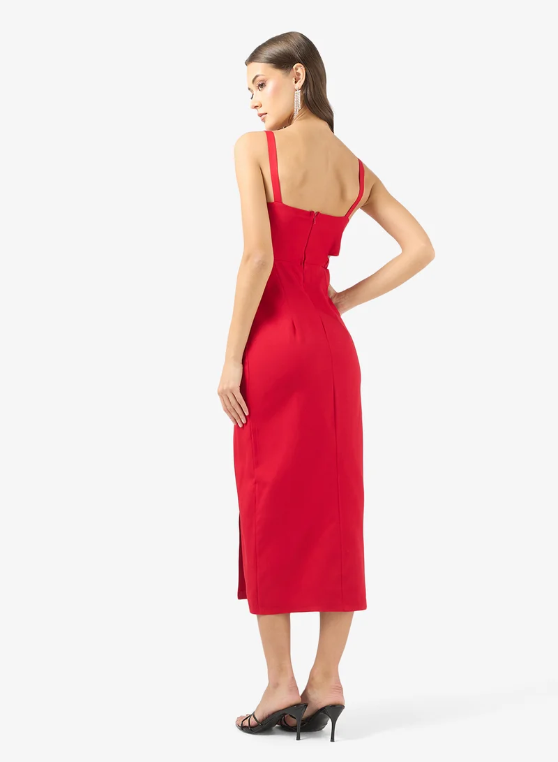 Golden Apple Cutout Slit Midi Dress