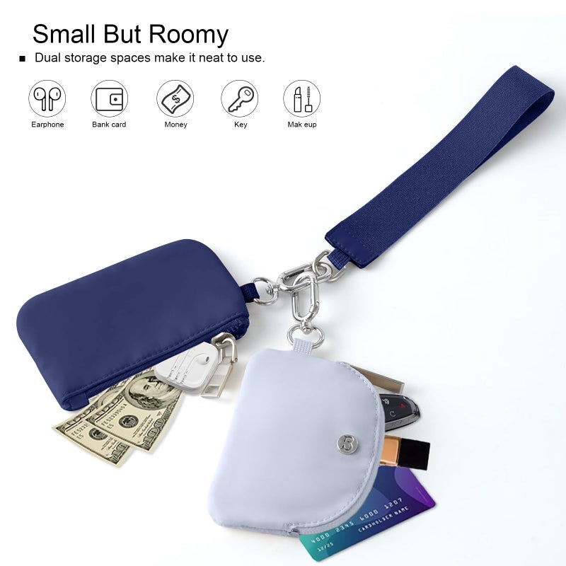 Babysun Mini Zip Around Dual Pouch Wristlet With 2 Straps Wristlet Keychain Wallet for Women Coin Purse Small Cute for Teen Girl - Image 3
