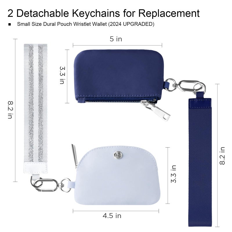 Babysun Mini Zip Around Dual Pouch Wristlet With 2 Straps Wristlet Keychain Wallet for Women Coin Purse Small Cute for Teen Girl - Image 2