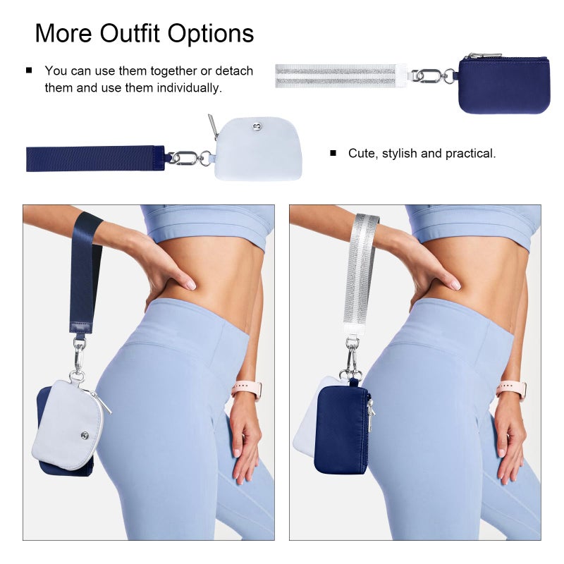 Babysun Mini Zip Around Dual Pouch Wristlet With 2 Straps Wristlet Keychain Wallet for Women Coin Purse Small Cute for Teen Girl - Image 4