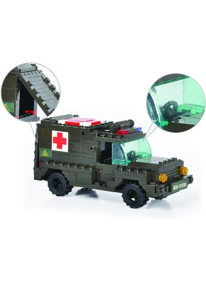 Sluban Military-themed building blocks, including tanks, helicopters, and multi-colored military vehicles. - Image 5