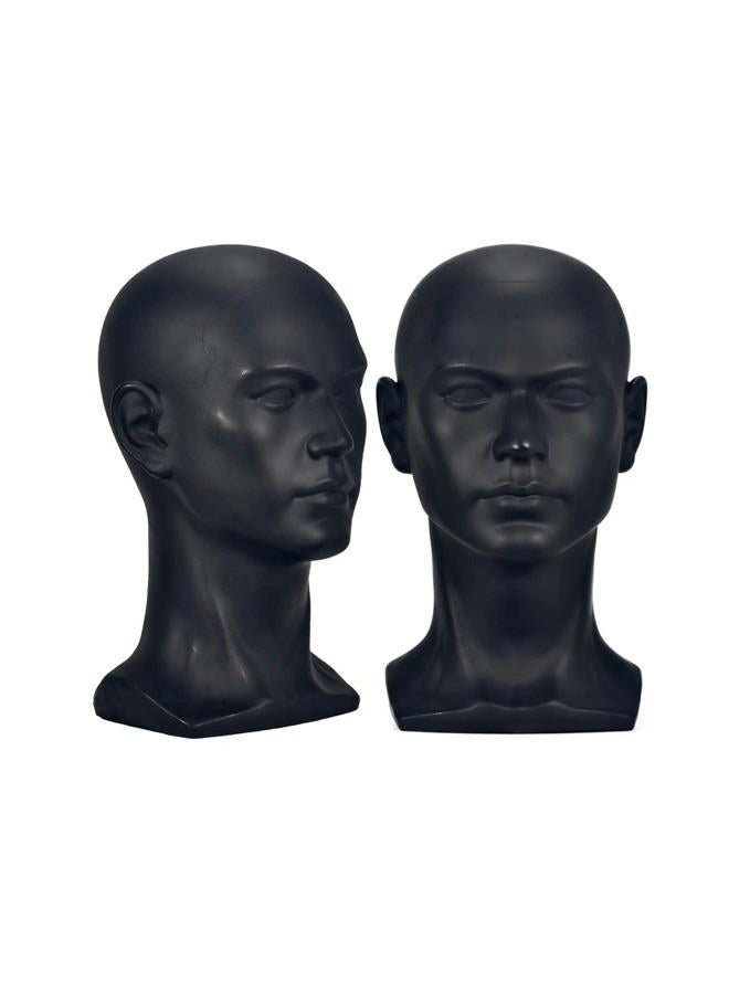 zms Male Mannequin Head Cosmetology Manikin Head Display Headset, Headphone, Game Console, Hats, Wigs Jewellery (Matte Black PVC) - Image 1