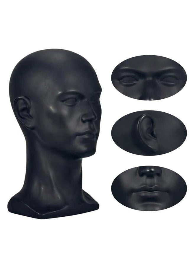 zms Male Mannequin Head Cosmetology Manikin Head Display Headset, Headphone, Game Console, Hats, Wigs Jewellery (Matte Black PVC) - Image 3