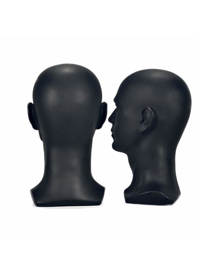 zms Male Mannequin Head Cosmetology Manikin Head Display Headset, Headphone, Game Console, Hats, Wigs Jewellery (Matte Black PVC) - Image 2