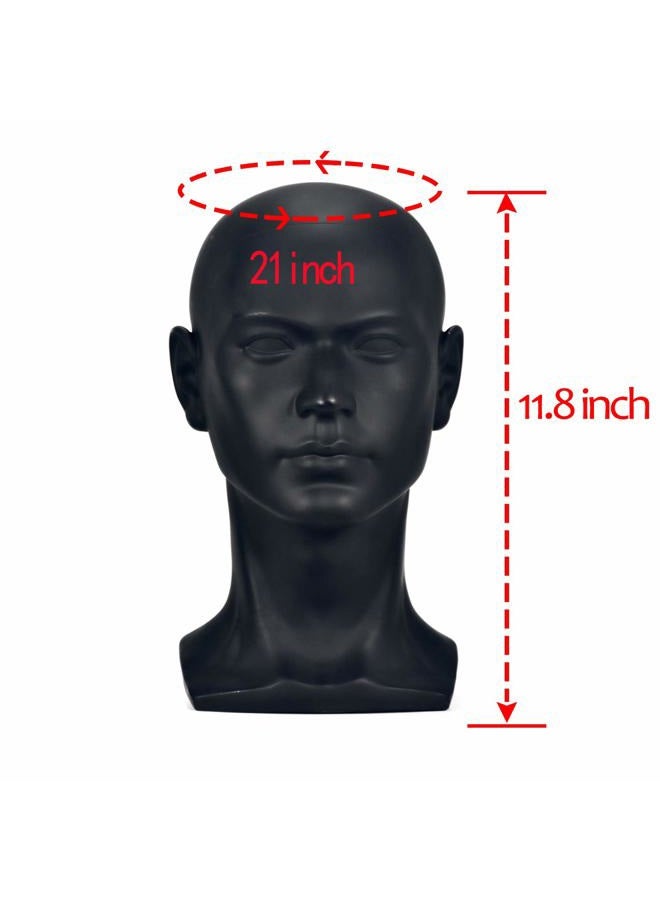 zms Male Mannequin Head Cosmetology Manikin Head Display Headset, Headphone, Game Console, Hats, Wigs Jewellery (Matte Black PVC) - Image 4