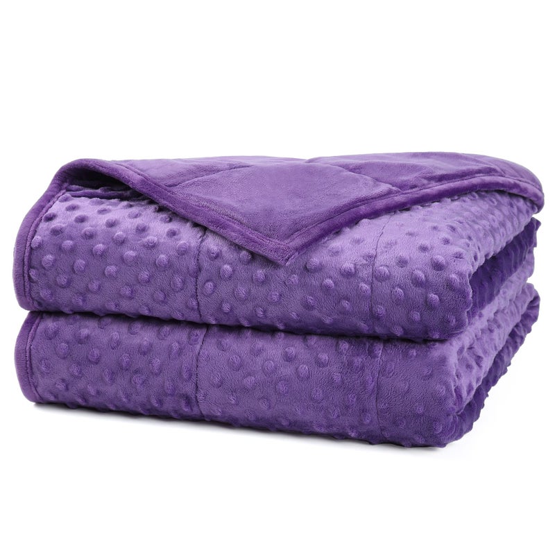Alomidds Weighted Blanket 48x7215lbs Twin Size  Purple Weighted Blankets for Adults Cooling Breathable Soft and Comfort Minky Heavy Blanket Microfiber Material with Glass Beads
