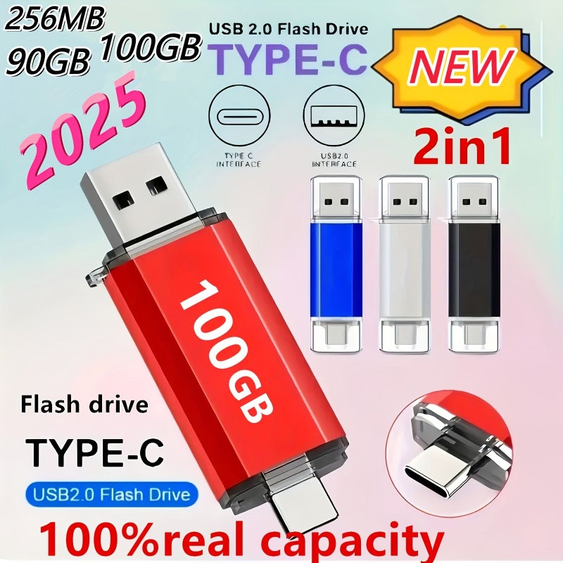 256MB USB C Flash Drive Dual Type C OTG Memory Stick for Android Smartphones Tablets Black - Image 1