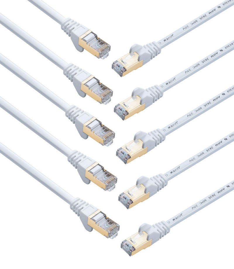 JAVEX CAT 6A / CAT 7 Ethernet Patch Cable Pure Copper Network Internet Cord RJ45 Standard 600MHz 10Gbps UL Listed Jumper LAN for Modem Router Computer Switches 1 FT 10 Pack White - Image 1