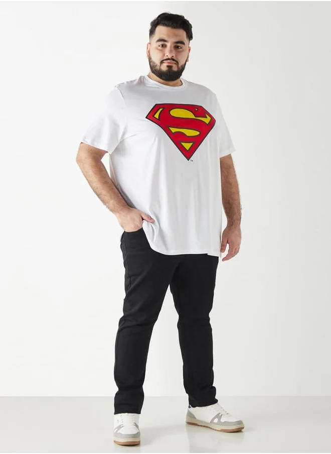 FAV Set of 2 - Plus Size Superman Print Crew Neck T-shirt with Short Sleeves
