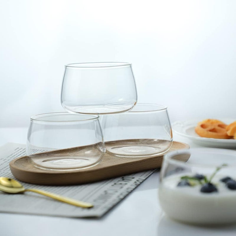 Sizikato 4pcs Clear Glass Dessert Cup 6 Oz Custard Bowl Pudding Cup Oven Safe - Image 3