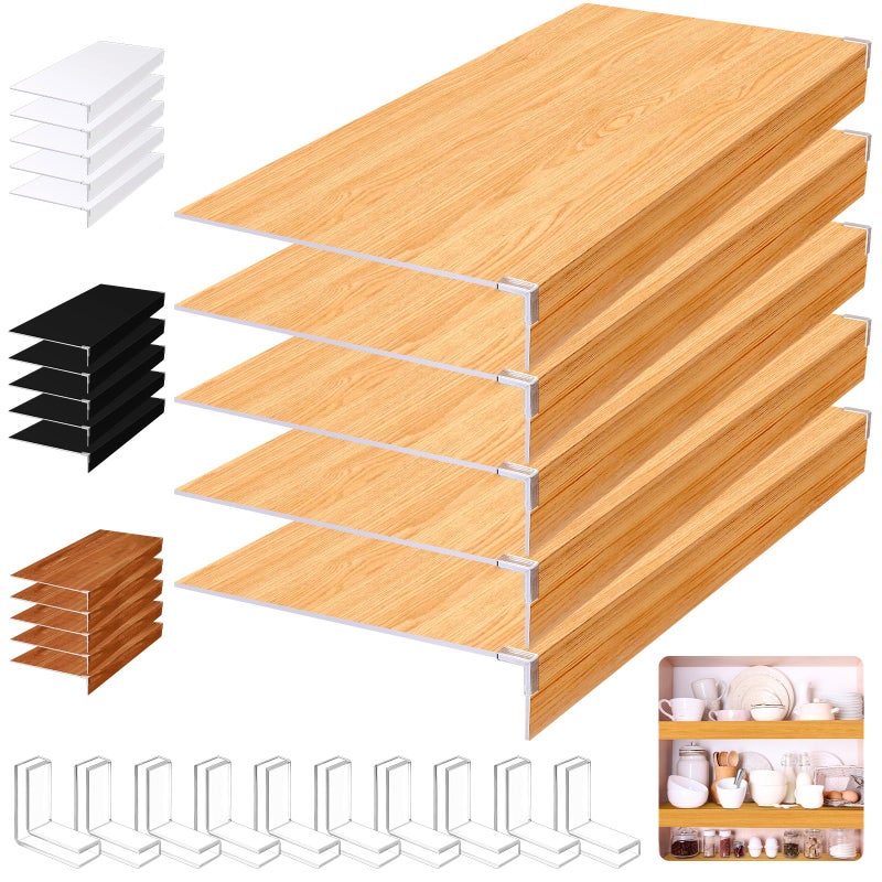 Hoolerry 5 Pcs Wire Shelf Covers Foamed PVC Wire Rack Covers for Removable Closet (Not Wood) Pantry Shelves for Cabinet Bathroom Kitchen Shelving Decoration(Wood Color,35x16inch) - Image 1