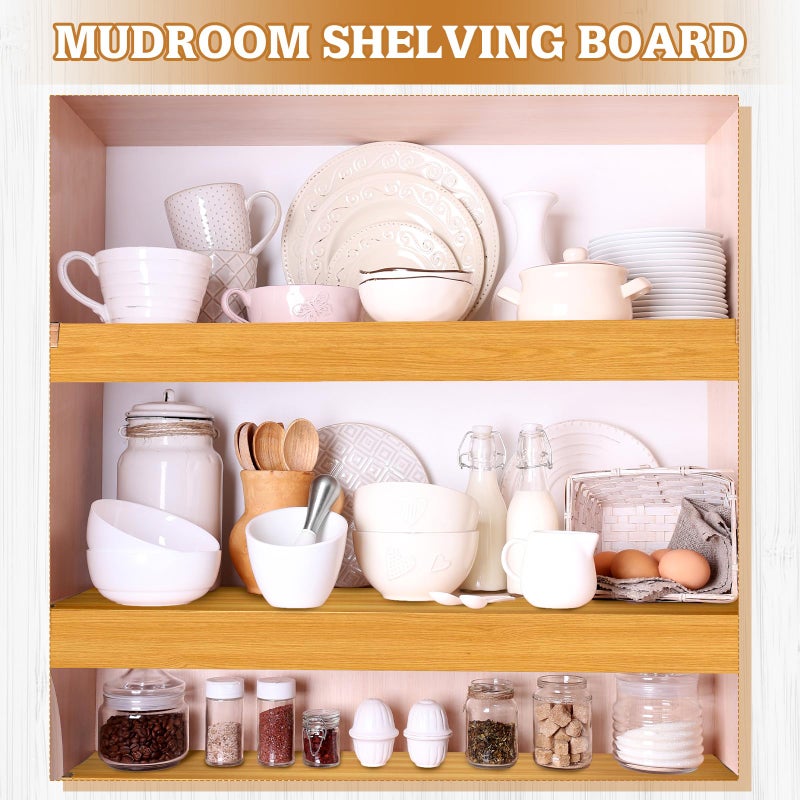Hoolerry 5 Pcs Wire Shelf Covers Foamed PVC Wire Rack Covers for Removable Closet (Not Wood) Pantry Shelves for Cabinet Bathroom Kitchen Shelving Decoration(Wood Color,35x16inch) - Image 5