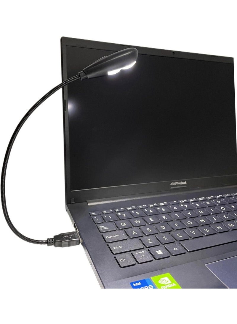 LED USB قراءة مصباح ضوء مع 2-سطوع إعداد قابل للتخفيف ، مرنة Gooseneck USB ضوء للكمبيوتر المحمول لوحة المفاتيح ، Powerbank (على / إيقاف التبديل ، 1 أسود + 1 ميني USB ضوء) - Image 1