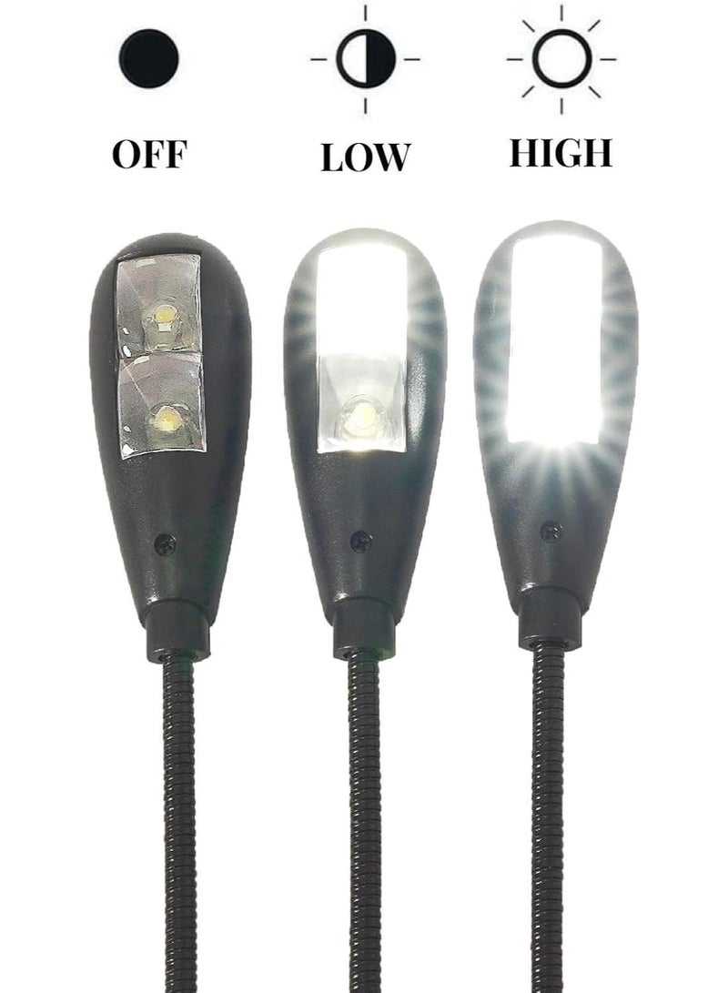 LED USB قراءة مصباح ضوء مع 2-سطوع إعداد قابل للتخفيف ، مرنة Gooseneck USB ضوء للكمبيوتر المحمول لوحة المفاتيح ، Powerbank (على / إيقاف التبديل ، 1 أسود + 1 ميني USB ضوء) - Image 3