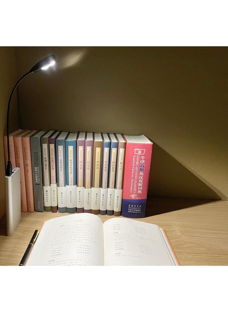 LED USB قراءة مصباح ضوء مع 2-سطوع إعداد قابل للتخفيف ، مرنة Gooseneck USB ضوء للكمبيوتر المحمول لوحة المفاتيح ، Powerbank (على / إيقاف التبديل ، 1 أسود + 1 ميني USB ضوء) - Image 5