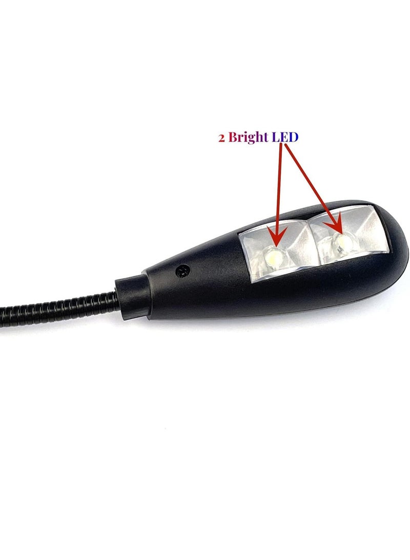LED USB قراءة مصباح ضوء مع 2-سطوع إعداد قابل للتخفيف ، مرنة Gooseneck USB ضوء للكمبيوتر المحمول لوحة المفاتيح ، Powerbank (على / إيقاف التبديل ، 1 أسود + 1 ميني USB ضوء) - Image 4