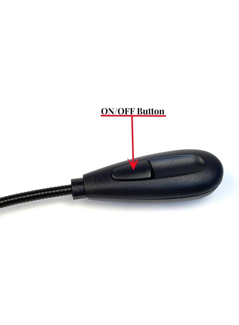 LED USB قراءة مصباح ضوء مع 2-سطوع إعداد قابل للتخفيف ، مرنة Gooseneck USB ضوء للكمبيوتر المحمول لوحة المفاتيح ، Powerbank (على / إيقاف التبديل ، 1 أسود + 1 ميني USB ضوء) - Image 2