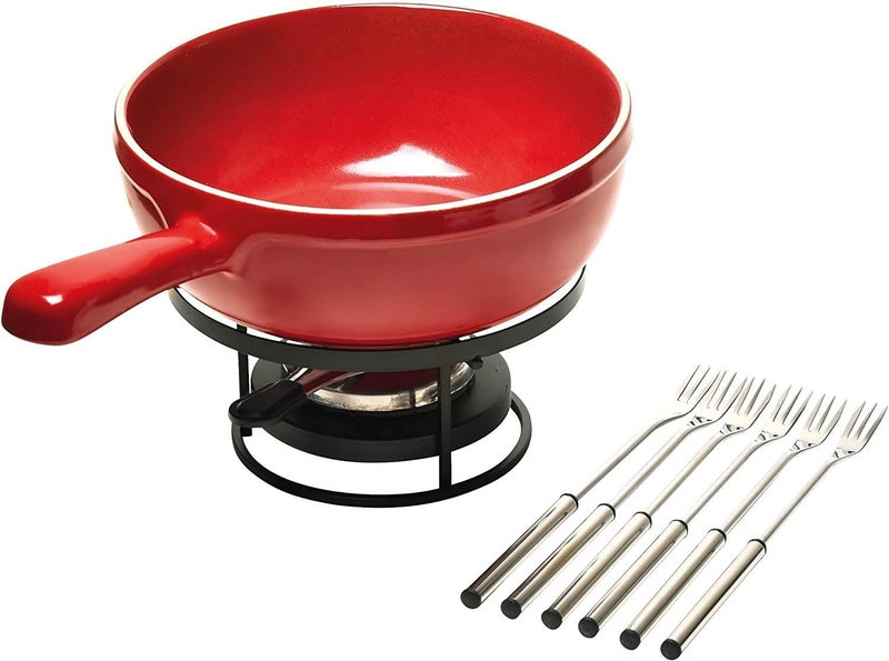 Emile Henry Emile Henry Made In France Flame Cheese Fondue Set 26 quart Burgundy 