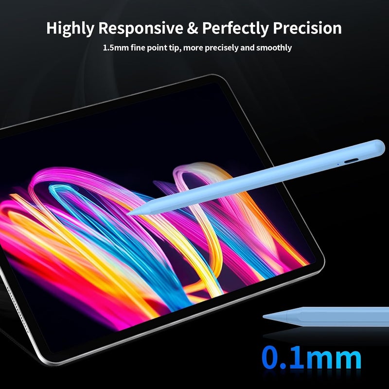 KASTWAVE Blue Stylus Pen for iPad (2018-2025) – USB-C Fast Charging Pencil with Pixel-Perfect Tilt Sensitivity | Compatible with iPad 10th/9th Gen, Pro 13/12.9/11-Inch M4, Air M3/M2, Mini 7th Gen - Image 3