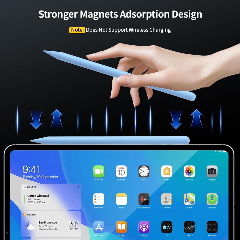 KASTWAVE Blue Stylus Pen for iPad (2018-2025) – USB-C Fast Charging Pencil with Pixel-Perfect Tilt Sensitivity | Compatible with iPad 10th/9th Gen, Pro 13/12.9/11-Inch M4, Air M3/M2, Mini 7th Gen - Image 4