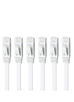 CAT 6 Ethernet Cable, 6 Pack 3ft High Speed Solid Flat CAT6 Gigabit Internet Network LAN Patch Cords, Bare Copper Snagless RJ45 Connector for Modem, Router, Computer