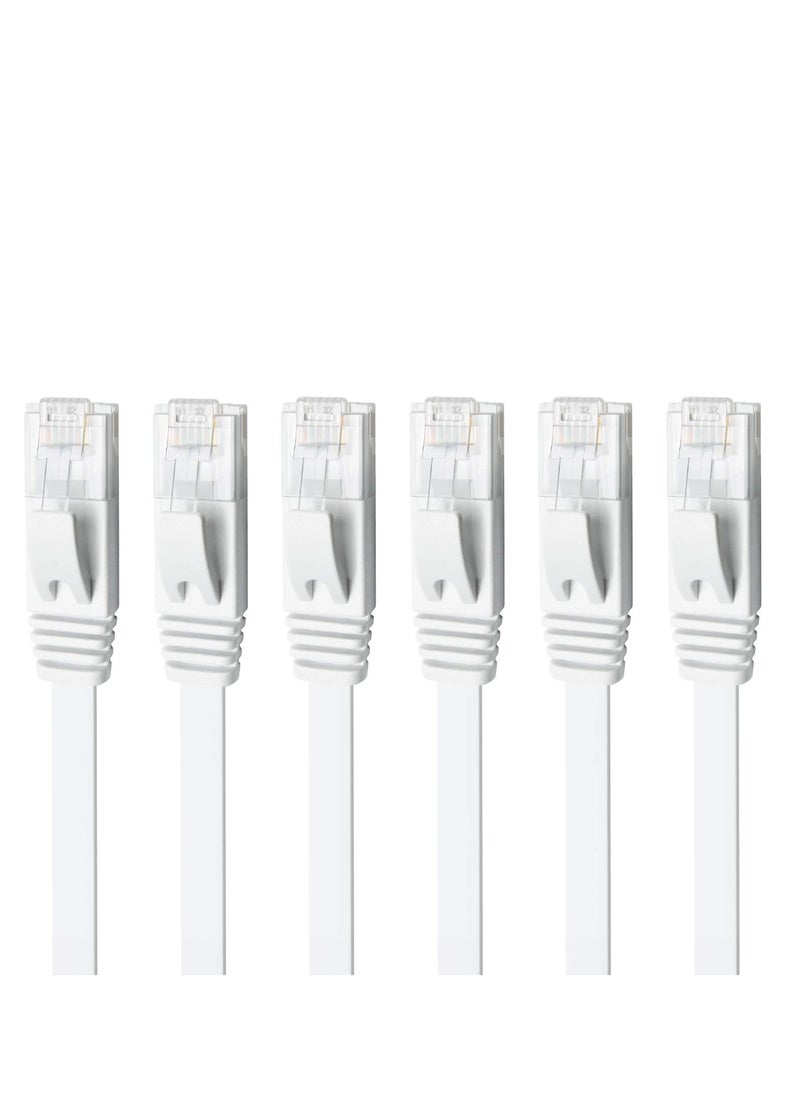 SYOSI - CAT 6 Ethernet Cable, 6 Pack 3ft High Speed Solid Flat CAT6 Gigabit Internet Network LAN Patch Cords, Bare Copper Snagless RJ45 Connector for Modem, Router, Computer - Image 1