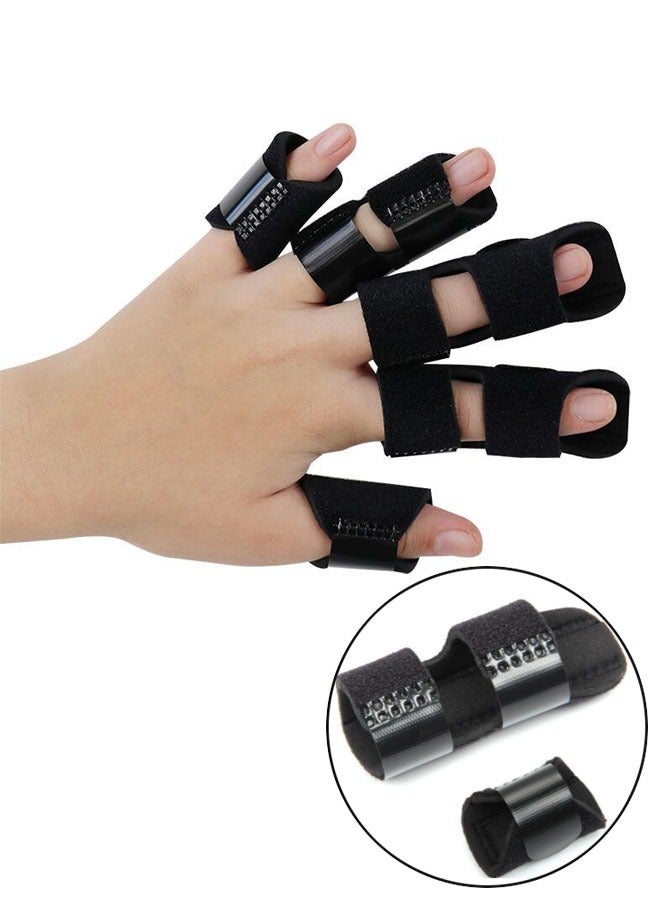 Black 5-piece Finger Splint Sleeve Set for Stability and Comfort - Image 1