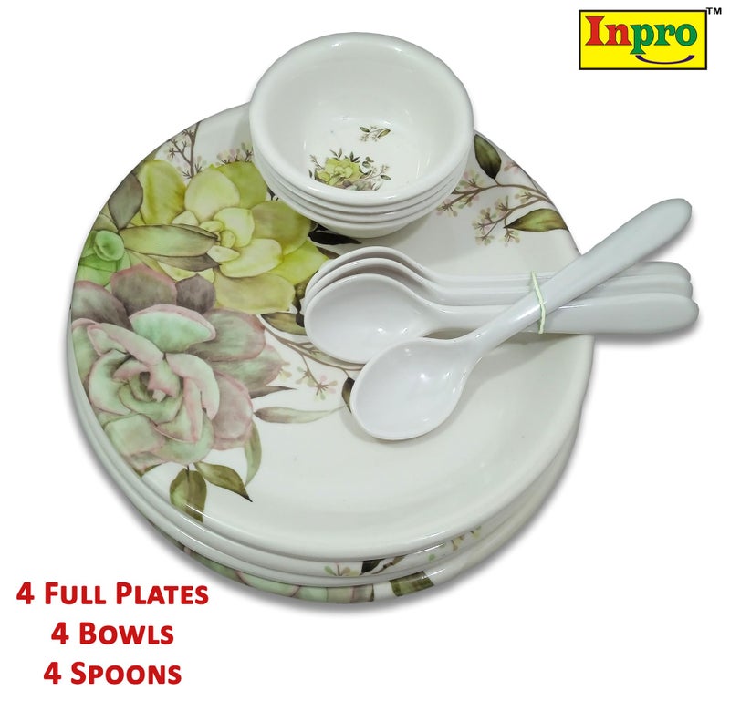 Inpro مجموعة عشاء مكونة من 12 قطعة لكل مناسبة: تحتوي على 4 أطباق كاملة، 4 سلطانيات و4 ملاعق مثالية لتناول الطعام. - Image 4