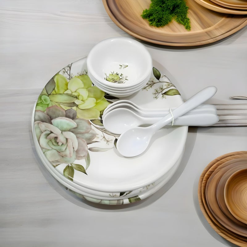 Inpro مجموعة عشاء مكونة من 12 قطعة لكل مناسبة: تحتوي على 4 أطباق كاملة، 4 سلطانيات و4 ملاعق مثالية لتناول الطعام. - Image 1