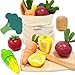 PairPear Wooden Toys Play Food Sets for Kids Kitchen Kids Toy Food Cutting Vegetables Set for Toddlers 3 Years Old Pretend Food Play Kitchen Accessories for Girls and Boys - Image 2