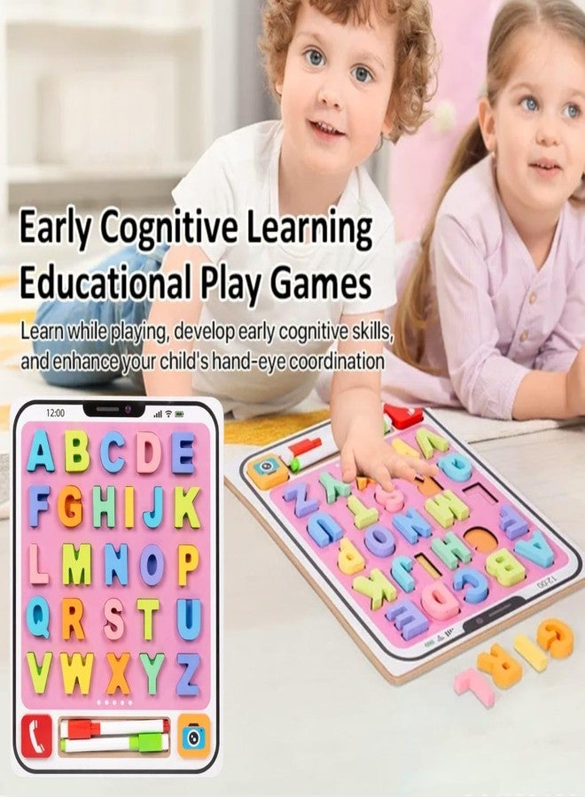 AMANVANI Kids Wooden Puzzle - Double-Sided Play Matching Recognition & Drawing Board - Colorful Educational Jigsaw Toy for Toddlers & Preschoolers | Brain Development Toy - Image 4