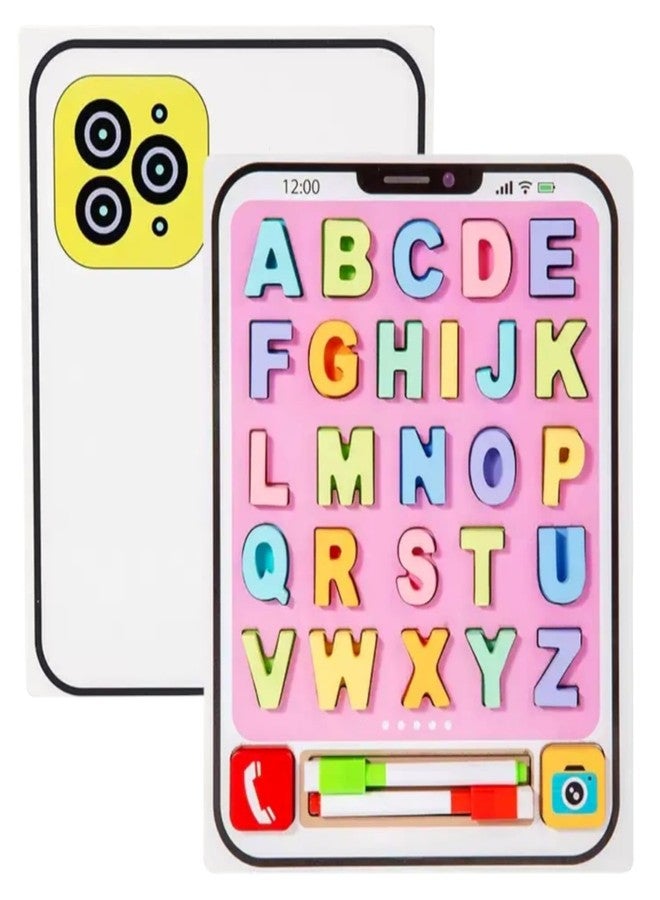 AMANVANI Kids Wooden Puzzle - Double-Sided Play Matching Recognition & Drawing Board - Colorful Educational Jigsaw Toy for Toddlers & Preschoolers | Brain Development Toy - Image 1