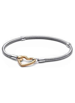 Silver Bracelet with Heart Gold Clasp