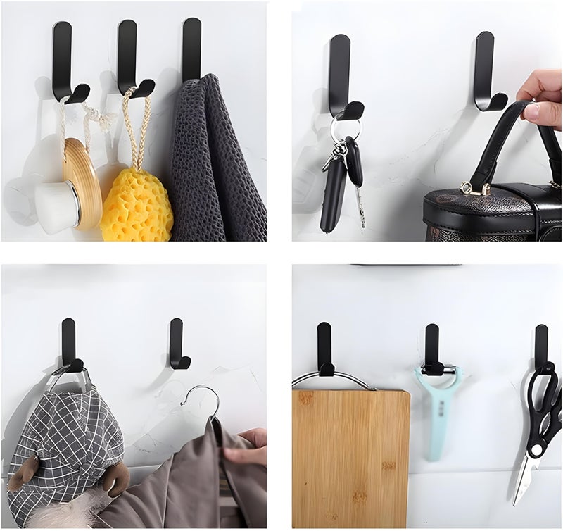 JIALTO 6 pcs Self-Adhesive Waterproof Stainless Steel Hooks: Heavy-Duty Wall Hangers for Bathroom & Kitchen - No Drill Needed, Strong Hold for Coats and Towels (L Hook) - Image 5