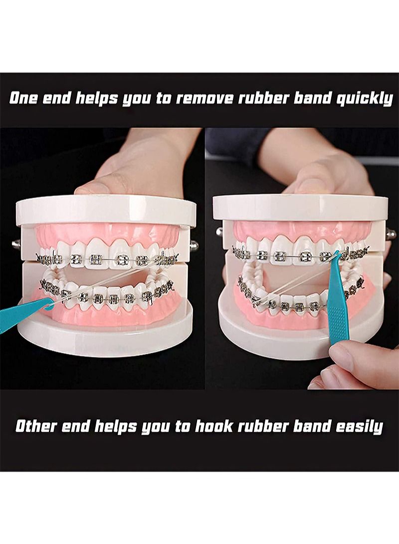 500 Pack Orthodontic Elastic Bungee Bands, 3.5 oz Heavy Duty Dental Rubber Leashes, Free Braces Elastic Pads (1/4"，6.4mm)
