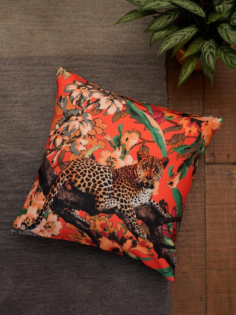 ZEBA World Cushion Cover - Decorative | Sofa, Bedroom, Couch | Polycanvas Animal Printed - Multi - 16x16 inch (40x40 cms) (Pack of 1) - Image 1