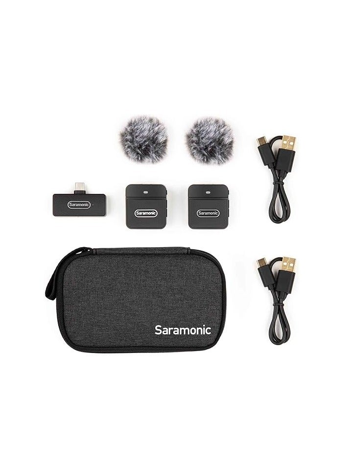 Saramonic Blink 100 B6 TX+TX+RX 2-Person 2.4GHz Micro Clip-On Wireless System w/Device-Mountable Dual USB-C Receiver for Android & iOS Devices, Computers, More - Image 1