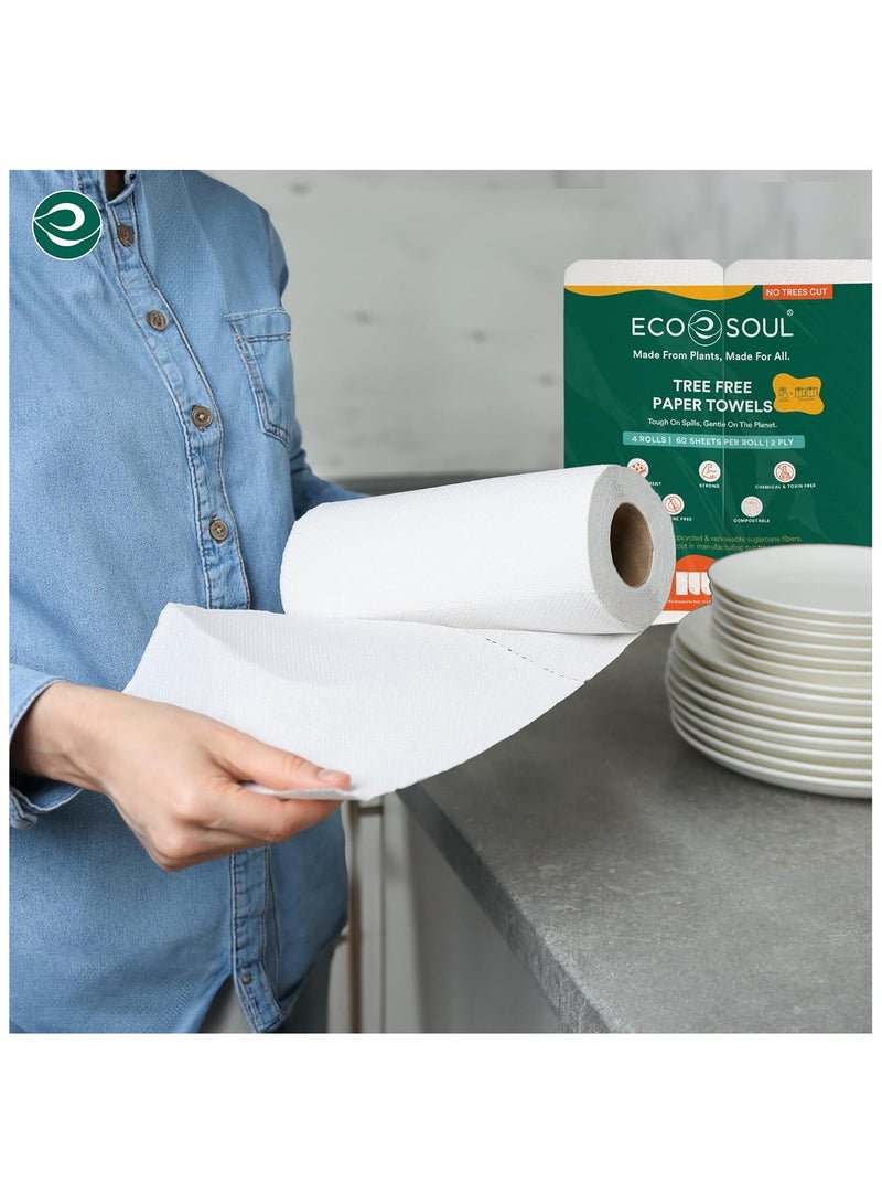 ECO SOUL ECO SOUL Compostable Bagasse Kitchen Paper Towel - 2 Ply (22cm x 21cm), 60 sheets, set of 2 rolls - Image 3