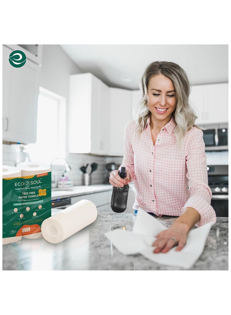 ECO SOUL ECO SOUL Compostable Bagasse Kitchen Paper Towel - 2 Ply (22cm x 21cm), 60 sheets, set of 2 rolls - Image 4