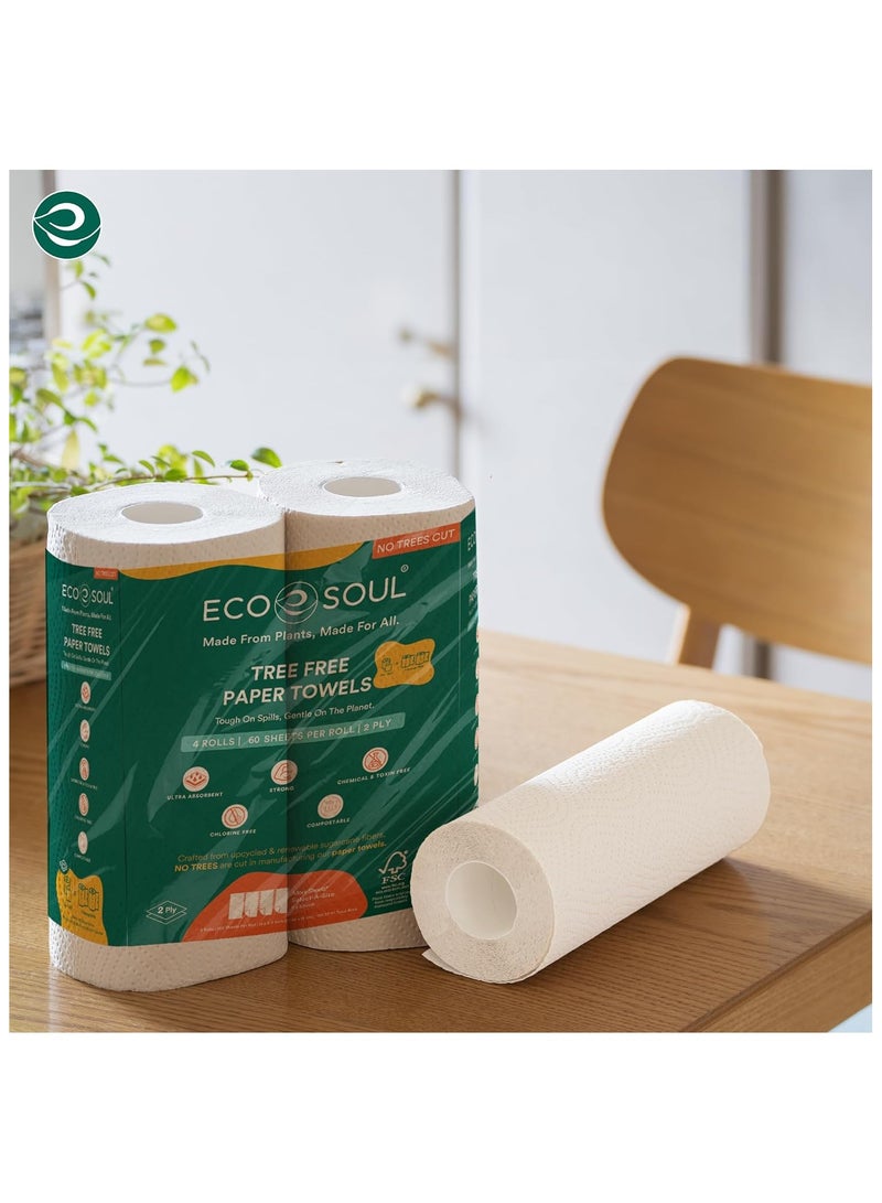 ECO SOUL ECO SOUL Compostable Bagasse Kitchen Paper Towel - 2 Ply (22cm x 21cm), 60 sheets, set of 2 rolls - Image 5