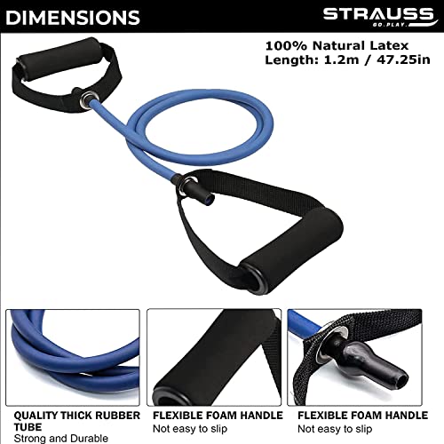 Strauss Toning Tube | Exercise Band for Stretching, Weight Training and Toning | Multipurpose Resistance Tube Band | Suitable for Gym & Home Workout | Ideal for Men & Women (Blue) - Image 2