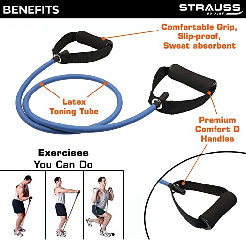 Strauss Toning Tube | Exercise Band for Stretching, Weight Training and Toning | Multipurpose Resistance Tube Band | Suitable for Gym & Home Workout | Ideal for Men & Women (Blue) - Image 3