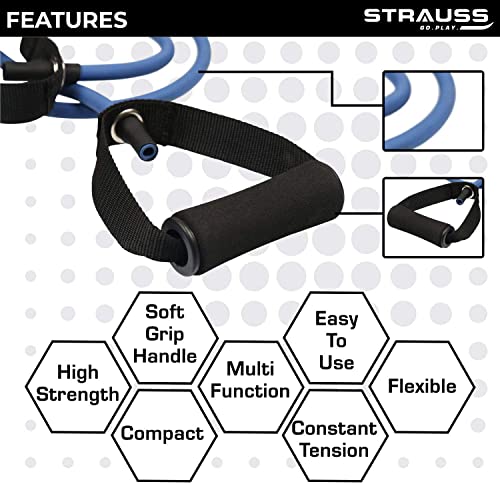 Strauss Toning Tube | Exercise Band for Stretching, Weight Training and Toning | Multipurpose Resistance Tube Band | Suitable for Gym & Home Workout | Ideal for Men & Women (Blue) - Image 4