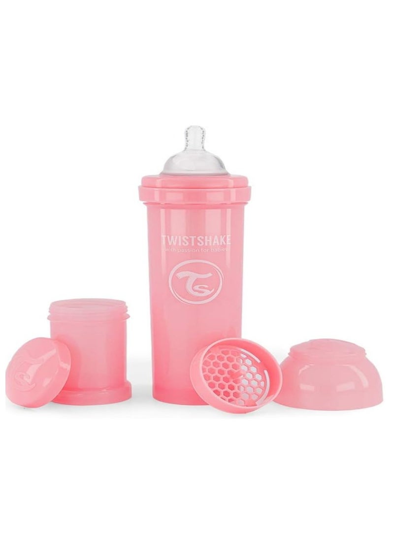 TWISTSHAKE Twistshake Anti-Colic Feeding Bottle 330 ml - Pastel Pink - Image 1