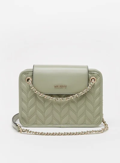 Celeste Women's Quilted Shoulder Bag with Chain Link Strap