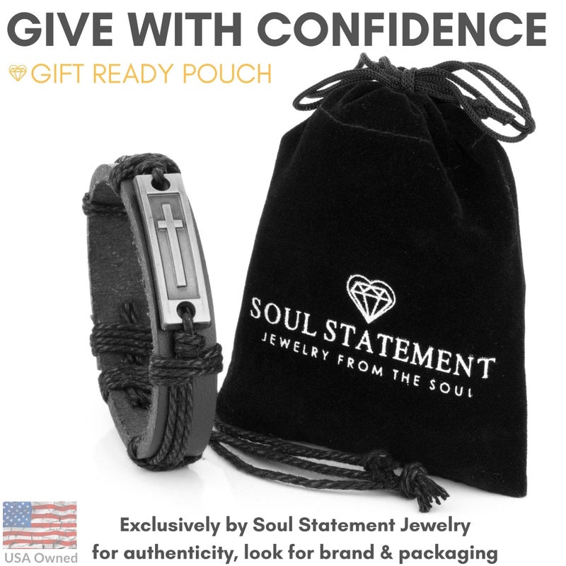 Soul Statement Leather Cross Bracelet for Teens or Men, Cool Christian Gift Ideas for Teenager for Confirmation & Baptism - Image 4