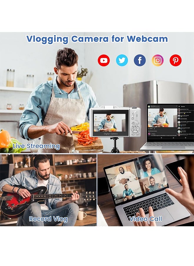 IqwiCam - 5K Digital Camera for Photography, 75MP Camera Digital for YouTube with 3" 180° Flip Screen, 18X Digital Zoom Point and Shoot Camara Vlogging Camera with 64GB Micro SD Card for Beginner Gift, Wide Angle and Macro Lens, Rechargeable Battery - Image 1