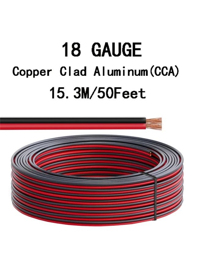 18 AWG 602.36 Inch 2 Conductor Red Black Copper Clad Aluminum Hookup Wire - Image 1
